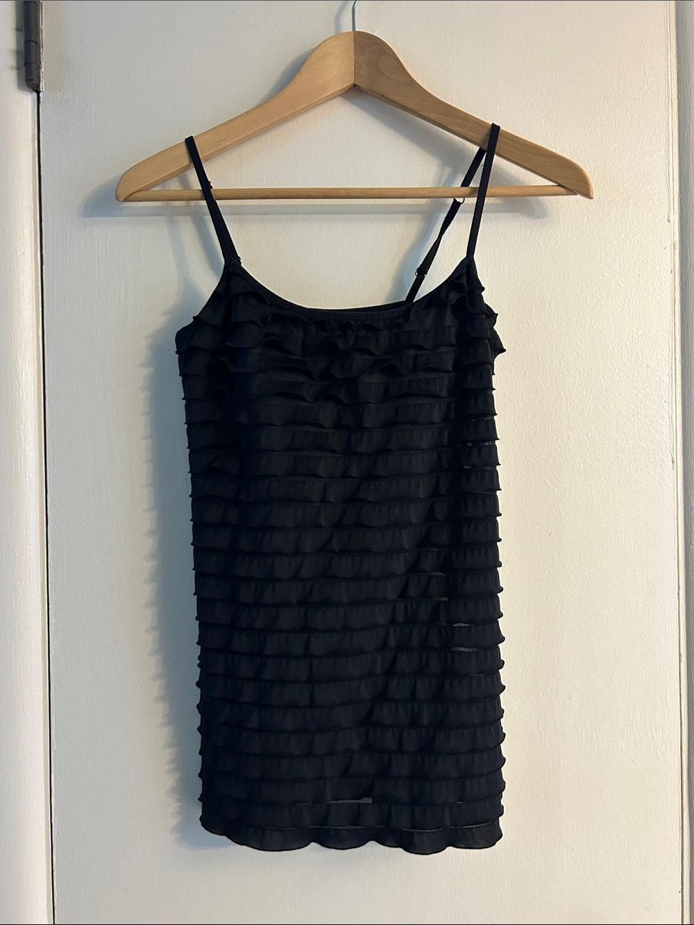 Energie Black Ruffle-Detail Tank Top